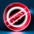 Glowing red circle with stars on the blue background. Vector illustration. generative AI Royalty Free Stock Photo