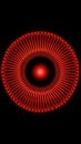 Glowing Red Circular Coil Pattern with Central Sphere on Black Background Abstract Royalty Free Stock Photo