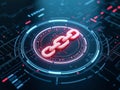 Glowing red digital chain on futuristic HUD interface â symbolizing blockchain, cybersecurity, and secure data connections Royalty Free Stock Photo