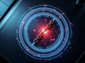 Glowing red digital chain on futuristic HUD interface â symbolizing blockchain, cybersecurity, and secure data connections Royalty Free Stock Photo