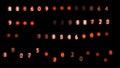 glowing red digital numbers code texture on black background abstract glitch data cyber technology hacker countdown interface hud Royalty Free Stock Photo
