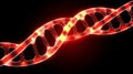 Glowing Red DNA Strand Close Up Intricate glowing red DNA double helix symbolizing genetics life code inheritance and