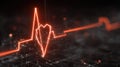 Glowing Red Digital Heartbeat Line Forming in Network on Dark Background Royalty Free Stock Photo