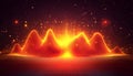 Glowing Red Energy Waveform on Vibrant Grid, Clean Line Art of Dynamic Peak With Illumination
