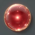 Glowing red glass sphere with golden highlights and soft reflections on dark minimal background Royalty Free Stock Photo