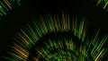 Glowing red, green, yellow lines rotating and forming a funnel. Animation. Colorful vortex spinning on black background Royalty Free Stock Photo