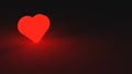 Glowing red heart placed on black desk. Symbol of love and romance. 3D render of romantic valentine celebration