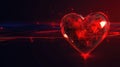 Glowing red heart shape surrounded by abstract light trails Royalty Free Stock Photo