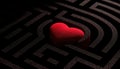 Glowing Red Heart Shining In A Dark Maze Royalty Free Stock Photo