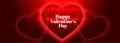 Glowing red hearts happy valentines day banner Royalty Free Stock Photo