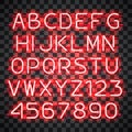 Glowing Red Neon Alphabet. Royalty Free Stock Photo