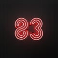 Glowing red neon number 83 celebration Royalty Free Stock Photo