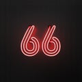 Glowing red neon number 66 celebration