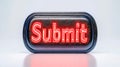 Submit button with glowing red neon text on dark background Royalty Free Stock Photo