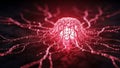 Glowing red neuron network with synaptic connections Royalty Free Stock Photo