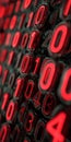 Glowing Red Numerical Digits Arranged in a Pattern on a Dark Background, Representing Binary Data Royalty Free Stock Photo