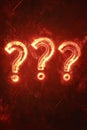 Glowing red question marks background abstract design symbolizing confusion and doubt Royalty Free Stock Photo