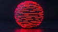 A glowing red sphere composed of segmented patterns and sleek design on a dark background Royalty Free Stock Photo