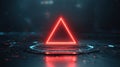 Glowing Red Triangle Symbol on a Futuristic Interface Indicating a Warning or Critical Error Alert Royalty Free Stock Photo