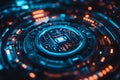 Glowing red unlocked padlock icon on microchip, cybersecurity breach concept, data vulnerability, hacking and digital threat,