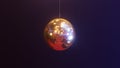 glowing and reflecting disco ball isolated on dark background Royalty Free Stock Photo