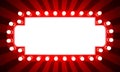 Glowing retro cinema banner with rays