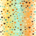 Glowing retro heart patterrn. Seamless vector love background Royalty Free Stock Photo