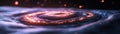 Glowing rhythmic sound waves float in an infinite black space, softly pulsating to embody deep bass frequencies
