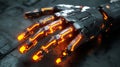 Glowing Robotic Hand in Dark Cyberpunk Setting