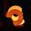 Glowing roller metal in a steel mill - industrial factory for the production of sheet metal Royalty Free Stock Photo