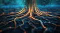 Glowing roots of big data tree connecting information network