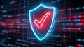 Glowing shield checkmark digital security image Royalty Free Stock Photo