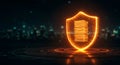 Glowing Shield Icon Protecting Data Royalty Free Stock Photo
