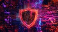 Glowing shield protecting digital data on circuit board