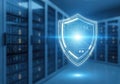 Data Security Shield Protecting Server Room Information Royalty Free Stock Photo