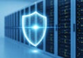 Data Security Shield Protecting Server Room Infrastructure Royalty Free Stock Photo