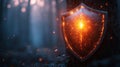 Magical Glowing Shield with Fiery Energy in the Forest Royalty Free Stock Photo
