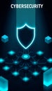 Glowing shield symbolizing digital network security and cybersecurity concept Royalty Free Stock Photo
