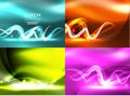 Glowing shiny wave backgrounds set