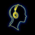 A glowing sign featuring the head of a customer service rep with a headset, symbolizing assistance and communication Royalty Free Stock Photo