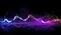 Glowing sine wave pattern on black background generated by AI