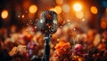 Glowing singer performs on stage, captivating audience with music generated by AI Royalty Free Stock Photo