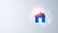 Glowing Smart Home Icon on Global Network Royalty Free Stock Photo