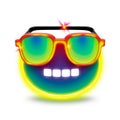 Glowing smiley sunglasses on a white background