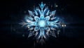 Glowing snowflake winter snow star pattern design on dark blue background. Winter decoration concept Royalty Free Stock Photo