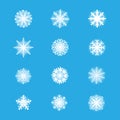 glowing snowflakes set blue background