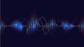 Glowing sound wave with dotted frequency lines and neon effects style