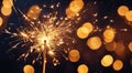 glowing sparkler on blurred background, happy New Year background with glowing sparklers