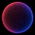 A glowing sphere is depicted with a wireframe design, featuring a gradient of red to b Royalty Free Stock Photo