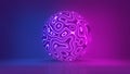 Glowing sphere, ultraviolet neon light, pink blue disco ball, bubble, balloon, abstract minimal background, network Royalty Free Stock Photo